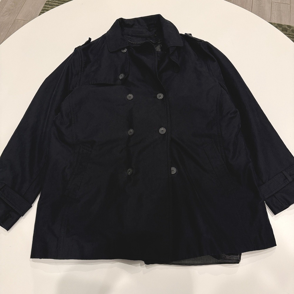 Calvin Klein Double Breasted CM70 Black Wool Blend Trench Coat Mens XL